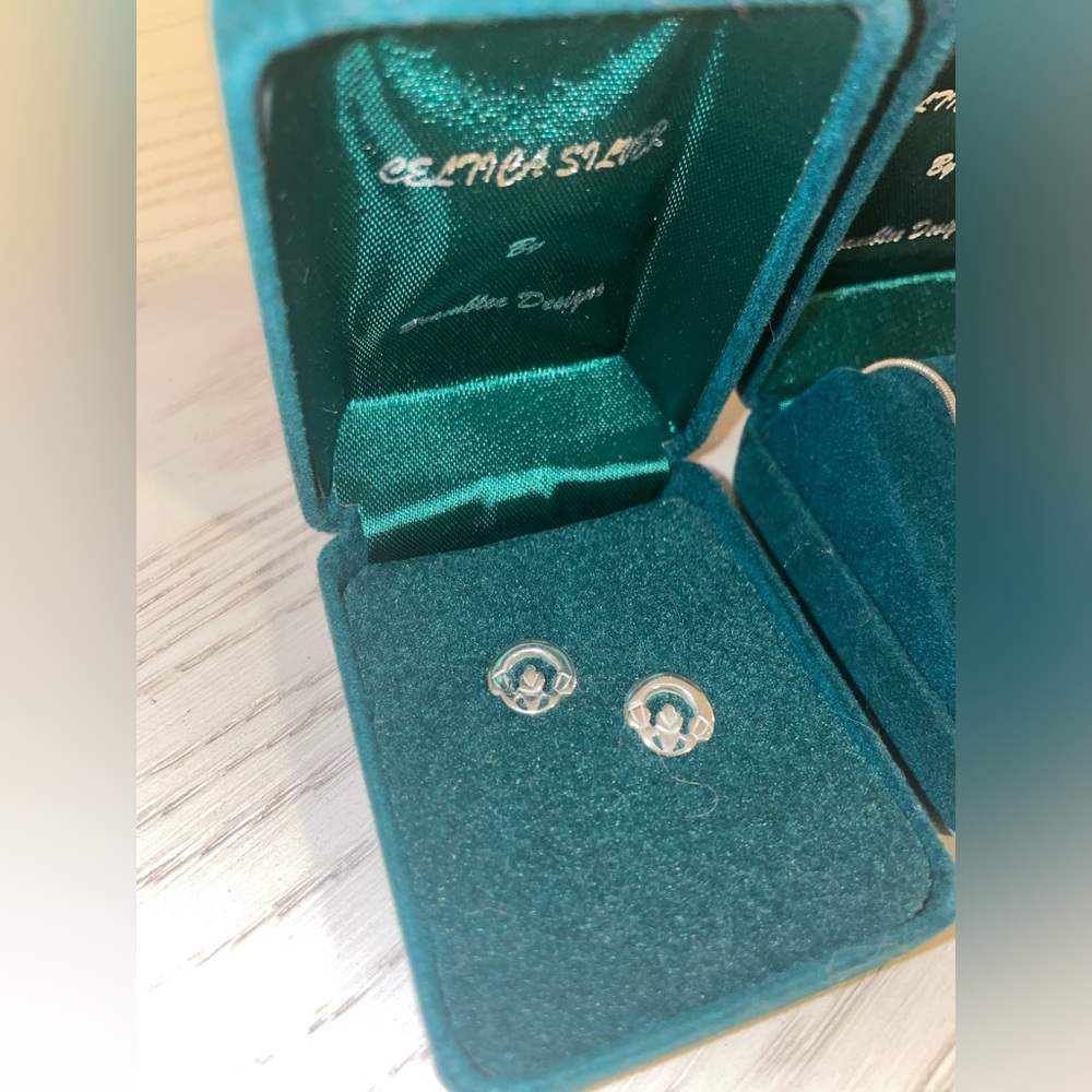 Irish Claddagh Sterling Silver Earrings